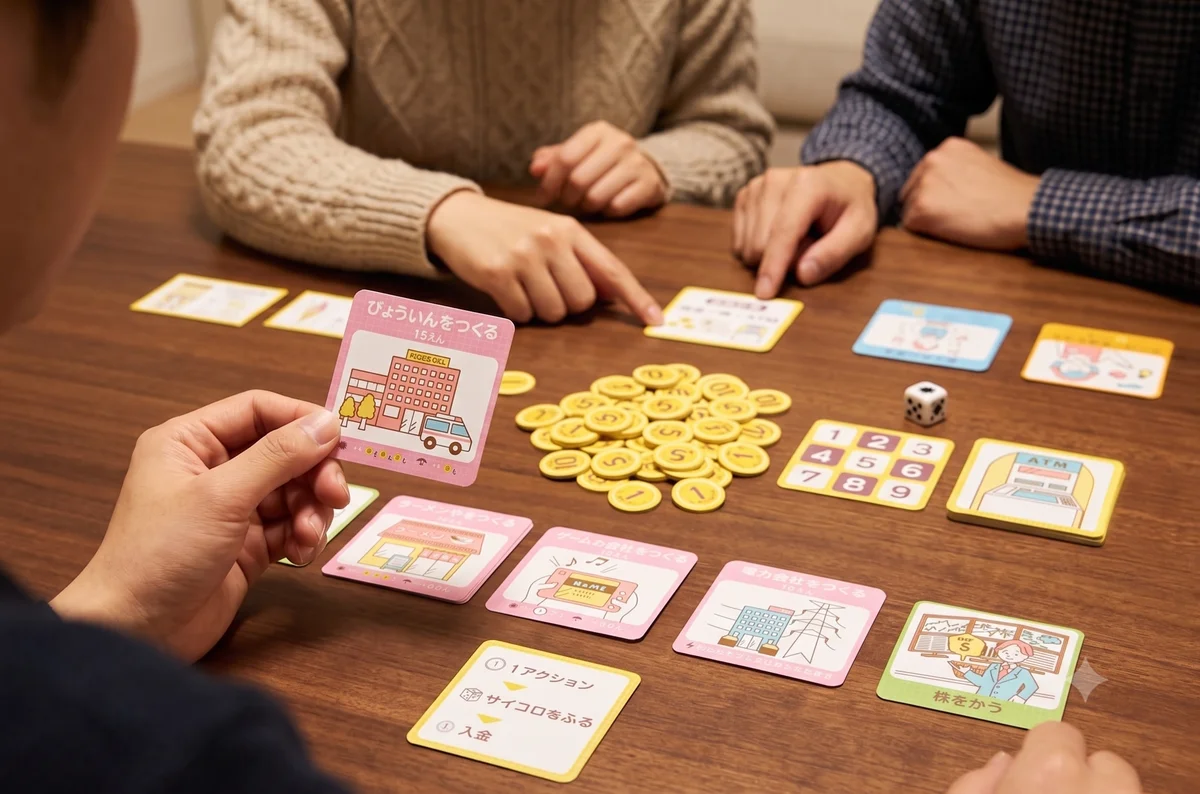 【大人あるある】ただの「紙と木のコマ」に、いい大人が本気で一喜一憂してしまうのイメージ